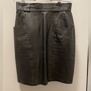 Black Knee Length Pencil Skirt with Cargo Style